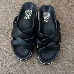 Vince Camuto Black Slide Sandals with Wide Strap